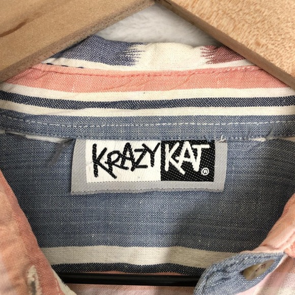VTG KRAZY KAT Southwest Shirt Sz L Cotton Button Up Western Cowgirl Aztec L/S - Picture 3 of 9